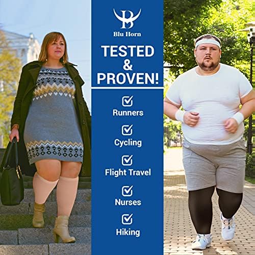 Compression Socks 20-30 mmHg for Women & Men - Knee High Stockings (6X-Large, Beige)