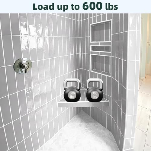 Floating Corner Shower Bench,Custom Shower Seat Corner Bench Seating for Bathroom,Floating Shower Bench Seat Shelf for Shower Wall Mount Tile Corner DIY Shower Kit for Foot Rest,Shaving,17"x17"x24"