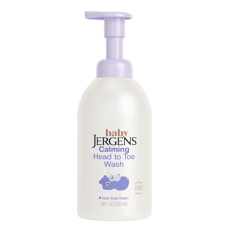 Jergens Baby Calming Head to Toe Foaming Wash, Baby Shampoo and Body Wash, Baby Shampoo Tear Free, Kids Foaming Body Wash, 18 Fl Oz