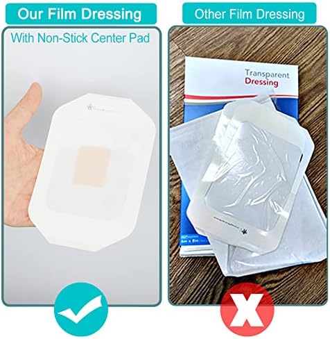 20 Pcs Chemo Port Shower Covers with Non-Stick Center Pad, 4" x 4.75" Waterproof Dialysis Catheter PD Tube Chest Picc Line Transparent Dressing for Peritoneal Dialysis Wounds