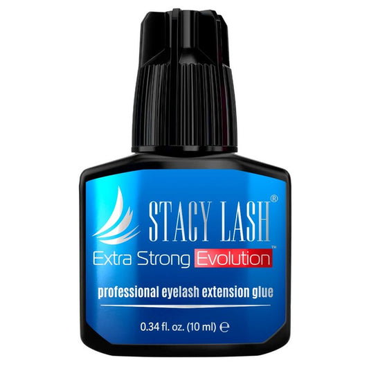 STACY LASH Extra Strong Evolution Eyelash Extension Glue (0.34 fl.oz/10 ml)/1-2 Sec Dry/Retention – 8 Weeks/Black Adhesive/Lash Tech Supplies