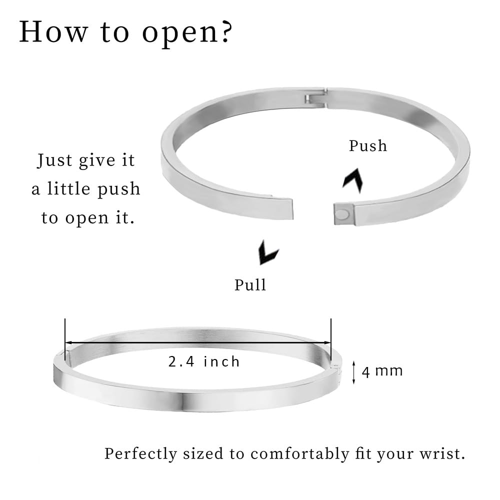 MARYLAX Silver Bangle Bracelets for Women, Sterling Silver Plated Oval Bracelet Silver Bangles for Women, Trendy Stackable Friendship Bracelets Polished Finish Love Bracelet Christmas Birthday Gifts