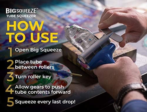 Big Squeeze® Tube Squeezer | Heavy Duty Tube Wringer - Made in USA - Toothpaste, Paint, Cosmetics, Sunscreen, Hair Dye, Adhesives, Metal Tubes. Comfortable Ergonomic Dispenser Tool (Black)