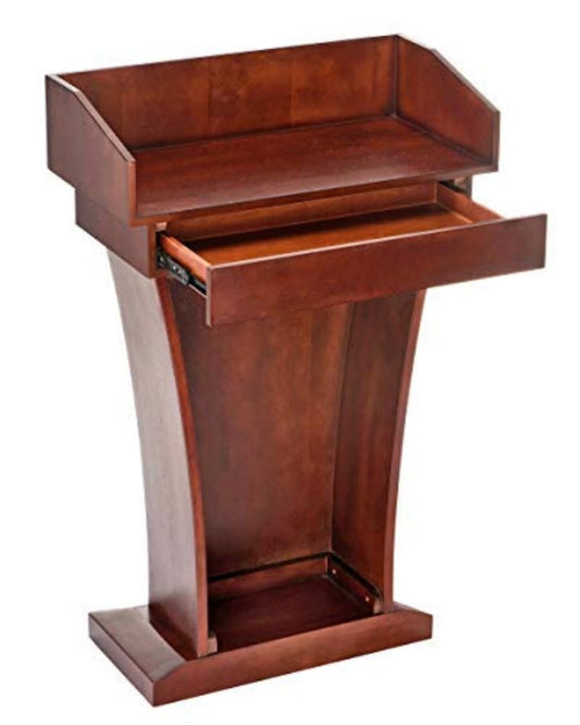 AdirOffice Church Pulpit, Wooden Podium - Height 43.33" Pulpits for Churches with Spacious Drawer (Mahogany)