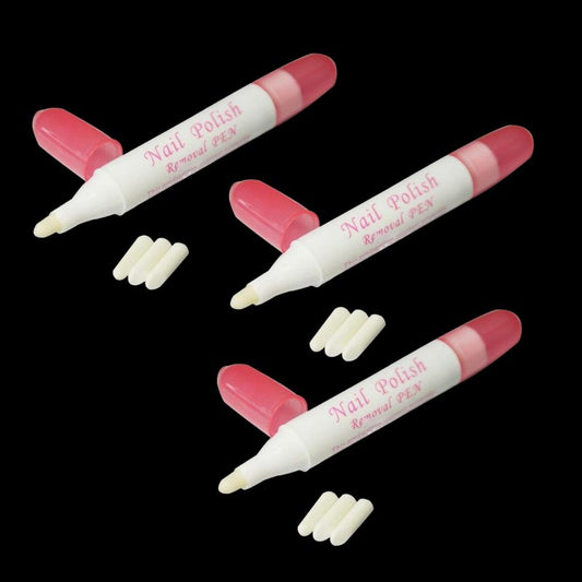 3Pcs Nail Polish Corrector Pen with 3 Replaceable Tips - Manicure Tool for Quick Nail Art Mistakes Cleanup