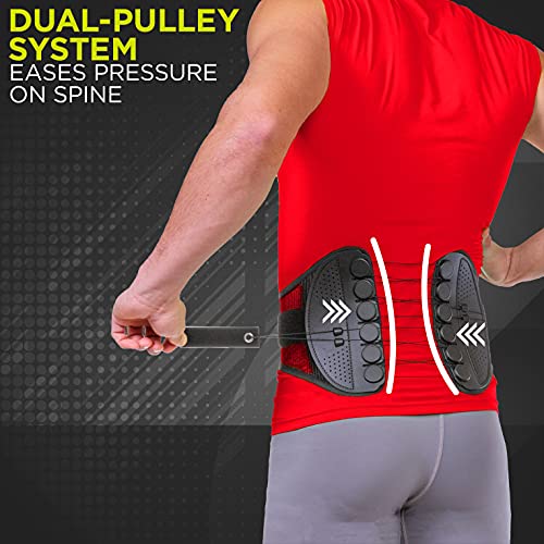 BraceAbility Spine Sport Back Brace - Athletic Men's and Women's Workout Lumbar Corset for Exercising, Running, Golfing, Driving, Fishing, Active Nurses and Police Work (Small)