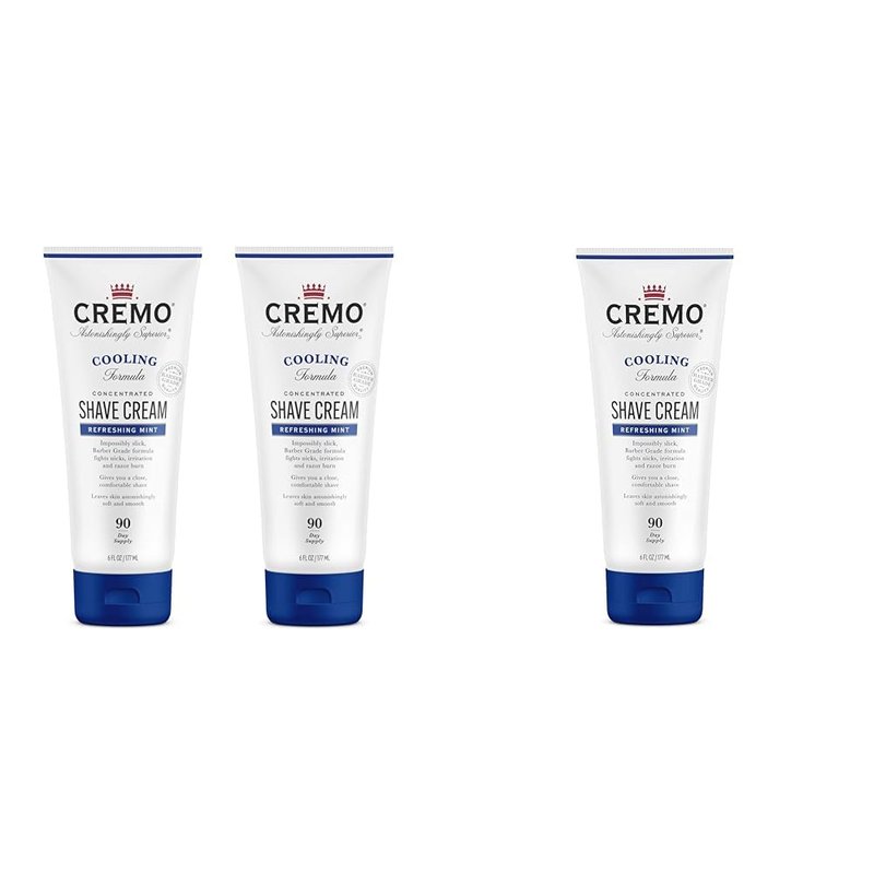 Cremo Barber Grade Cooling Shave Cream Bundle, 2 Pack 6 Fl Oz Ultra-Slick Shaving Cream Fights Nicks, Cuts and Razor Burn, WHITE