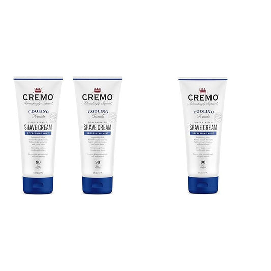 Cremo Barber Grade Cooling Shave Cream Bundle, 2 Pack 6 Fl Oz Ultra-Slick Shaving Cream Fights Nicks, Cuts and Razor Burn, WHITE