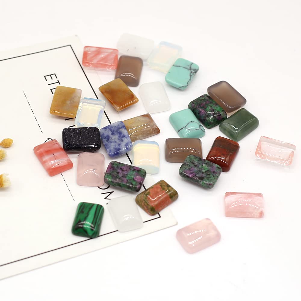 Rectangle Cabochon Flatback Natural Stones Cabochon for Jewelry Making 20 Pcs