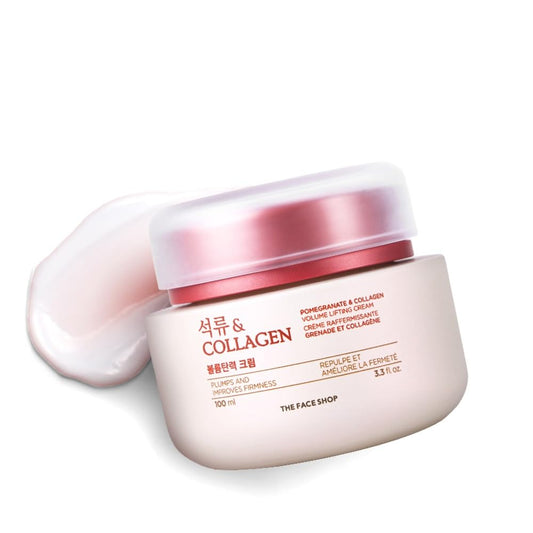 The Face Shop Pomegranate & Collagen Volume Lifting Eye Cream | Deep Revitalizing Cream for Elasticity, Firmness & Density | Anti-Aging Korean Moisturizer | Plump & Smoothen Your Skin, 3.38 Fl Oz