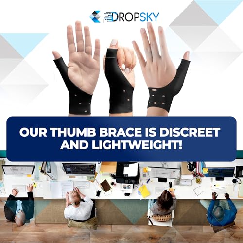 Dropsky Waterproof Wrist Thumb Support With Gel Pad, Thumb Brace for Arthritis Pain and Support-Thumb Wrist Brace, Arthritis & Carpal Tunnel - Left and Right Hand- Lightweight,Therapy Rubber-Latex, 4