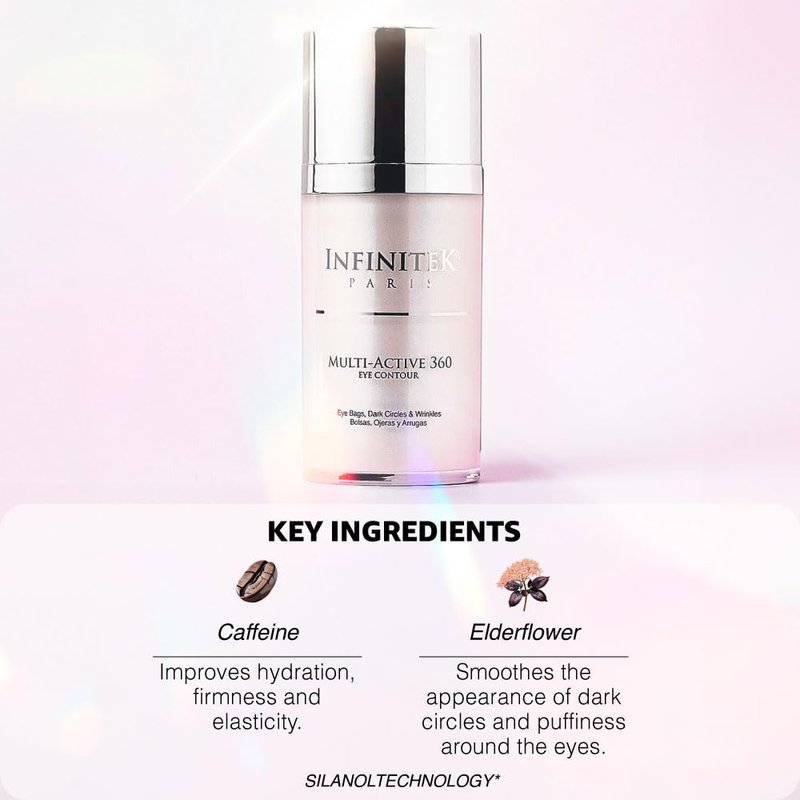 Infinitek Paris Multi-Active 360 Eye Cream | With Caffeine 3%, Retinol & Hyaluronic Acid | Under Eye Cream to Hydrate, Brighten & Reduce Dark Circles, Puffiness, and Fine Lines | 0.50 fl oz / 15 ml