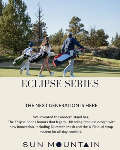 Sun Mountain Men's Eclipse 2.5 LS Lightweight Stand Golf Bag 4-Way Top - 8 Pockets, X Fit Dual Strap System, Push & Electric Cart Compatible Compression Base, 2025 Model - Black