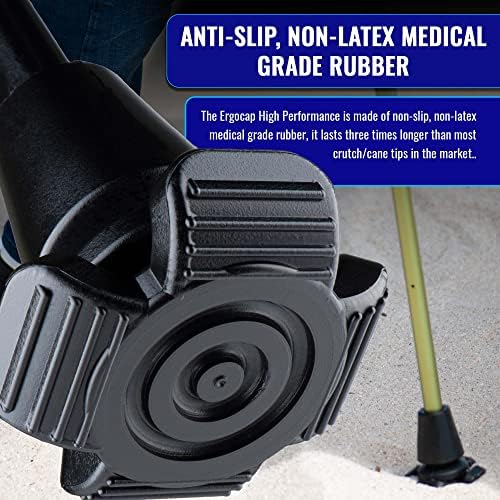 Ergocap® High Performance Crutch Rubber Tip - Rubber Replacement Foot Pad for Walking Canes - Stable Four Point, Engineered to Mimic The Joint Articulation of The Foot/Ankle (Universal-1 Crutch Tip)