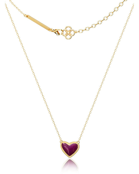 AICase 18K Gold Plated Heart Pendant Necklace for Women,Fashion Dainty Simple Adjustable Length Jewelry,Anniversary Birthday Gifts for Women/MoM/Sister/Friends/Her/Wife/Grandma/Coworker_Red