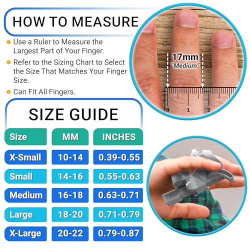 Finger Straightener | PIP Extension Orthosis/Splint For Bent Fingers, PIP Flexion Contractures | Adjustable Joint Stretcher Device | Made in USA | Gray/X-Large