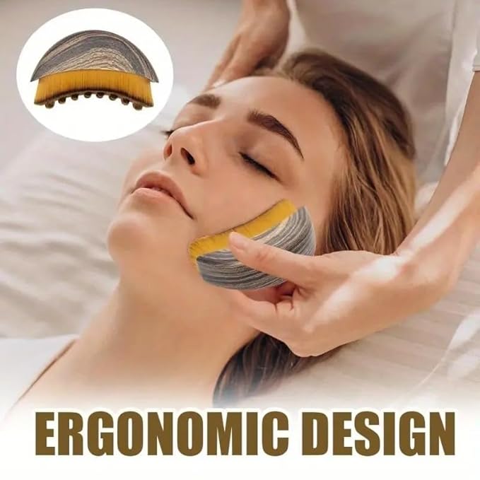 Lymphatic Contour Face Brush Drainage Massager Dry Sculpting Gua Sha Facial Depuffer Tool Massage Skin Lifting Beauty Appliance (2, Brown)