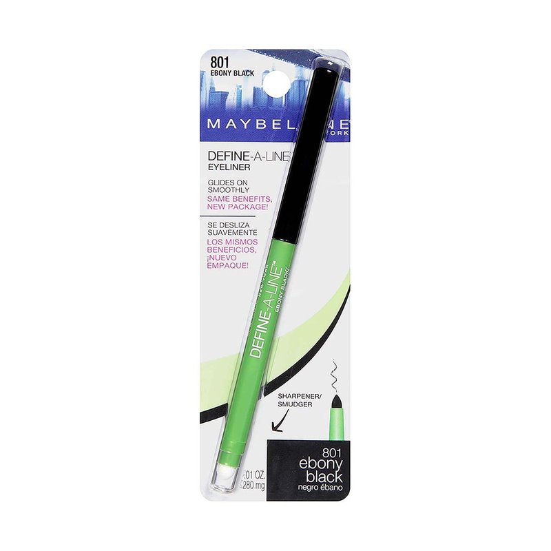 Maybelline Define-A-Line Eyeliner, Ebony Black [801], 1 ea (Pack of 3)