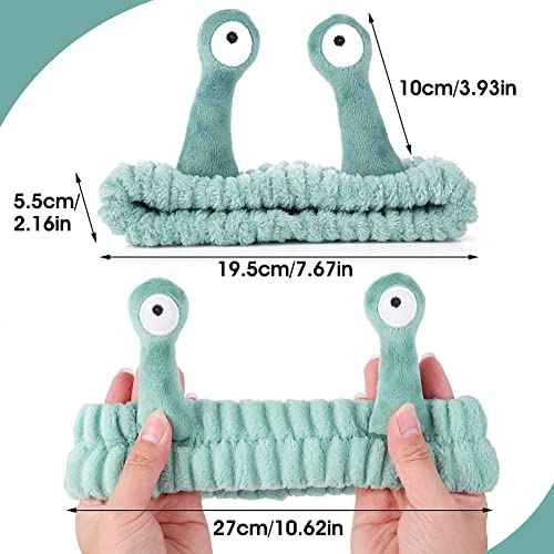 Face Wash Headband, Palm and Snail Spa Hair Bands Makeup Headbands Women Cartoon Cute Coral Fleece Elastic Headband Creative Hair Accessories for Washing Face Shower Beauty Skincare