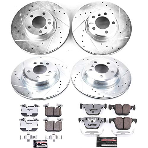 PowerStop Front and Rear Brake Kit For BMW 328i 2016 |328i xDrive 2016 |330i 2017-18 |330i xDrive 2017-18 |335i 2012-15 - Carbon Fiber Ceramic Brake Pads + Drilled & Slotted Rotors Upgrade, K6654-26