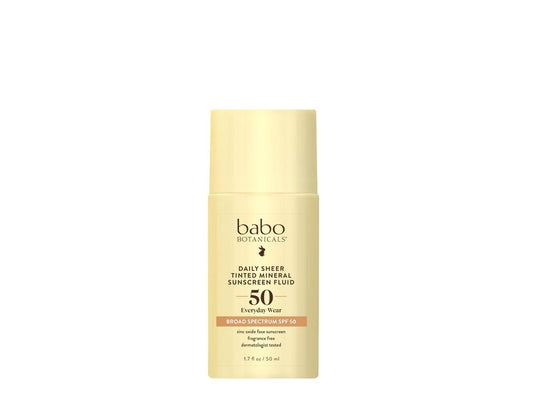 Babo Botanicals, Sunscreen Tinted Mineral Daily Sheer Fluid SPF 50, 1.7 Fl Oz