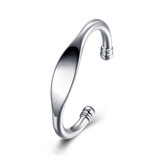 925 Sterling Silver Bangle Bracelets Fahion Open Adjustable Wide Cuff Bracelet for Women Teen Girls Minimalist Unisex Cuff Bracelet High Polish Irregular Cuff Bangles Stackable Bracelet for Men Women