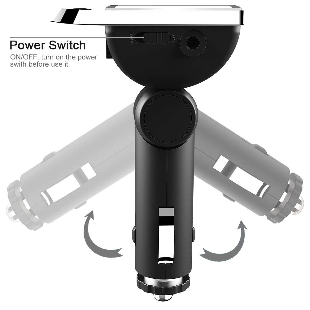 Bluetooth FM Transmitter for Car, Wireless Car Radio Adapter with 1.4" Color Screen for Hands Free Calls Support USB Charger Siri Google Assistant Aux