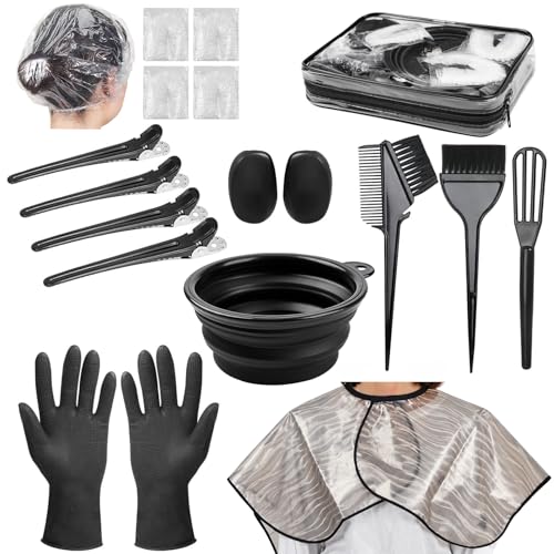 19 Pcs Professional Hair Bleach Kit Hair Coloring Products with Hair Dye Brush, Hair Color Bowl, Hairclips, Applicator, Earmuffs for Hair Highlighting and Hair Coloring at Home