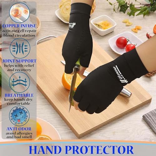 Big Mango 2 Pairs Pack Copper Arthritis Gloves, Compression Gloves for Women Men Relieve Pain from Rheumatoid Arthritis, Carpal Tunnel, Swelling, Everyday Hands Support (Open Finger + Full Finger, M)