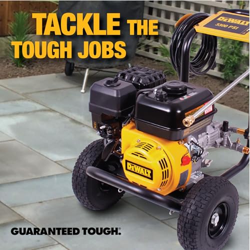 DeWalt 3300 PSI Gas Pressure Washer, 5 Nozzles, Spray Gun, Wand, 25-ft. Hose, DXPW3300-S, 49-State