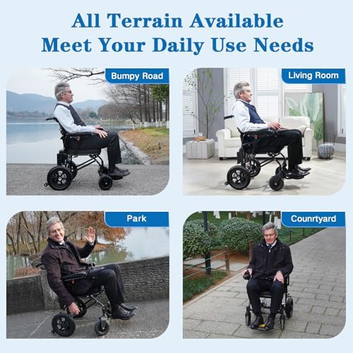Electric Wheelchairs for Adults Lightweight Foldable, Compact Portable Motorized Power Wheelchair for Travel, Airline Approved 43lb (Black)