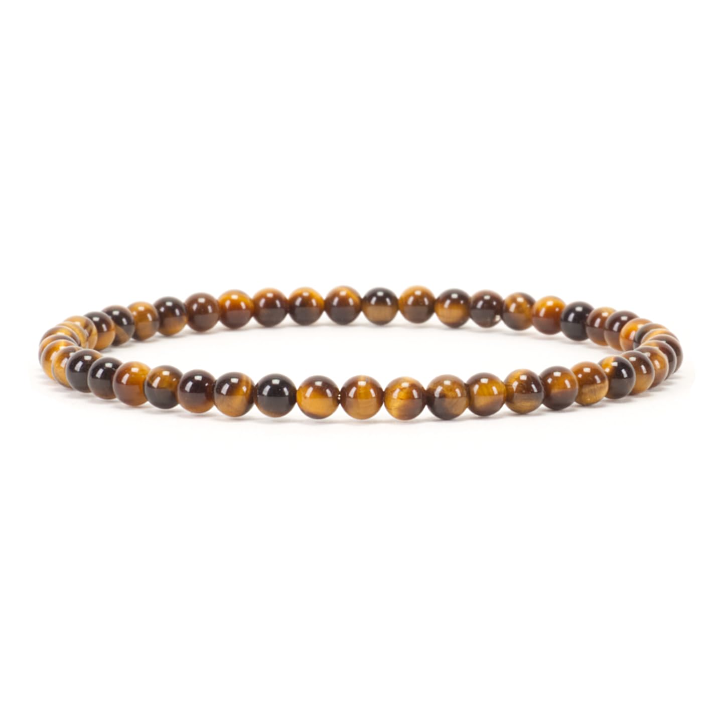 Cherry Tree Collection - Small, Medium, Large Sizes - Gemstone Beaded Bracelets For Women and Men - 4mm Round Beads (Tiger's Eye, Medium)