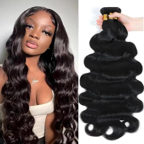 Augfst Brazilian Virgin Human Hair Bundles 20 22 24 Inch Body Wave Bundles Human Hair Natural Color Inch 12A Unprocessed Sewn In Quick Weave for Black Women