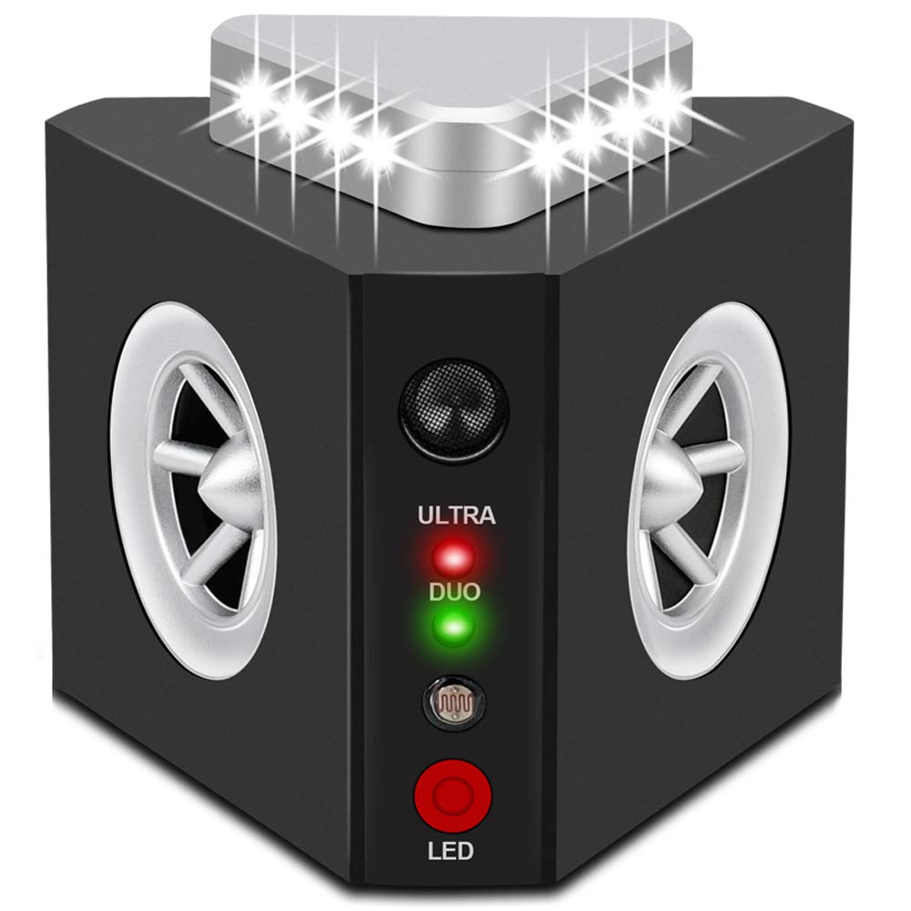 Angveirt Ultrasonic Rodent Repellent Plug-in Indoor, Mouse & Rat Deterrent with 12 Strobe Lights and 4 Sound Modes, Electronic Pest Repeller for Home, Garage, Attic, RV - Prevents Nesting & Damage