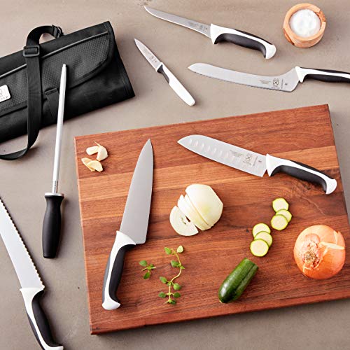 Mercer Culinary Millennia 8-Piece Knife Roll Set, White Handles