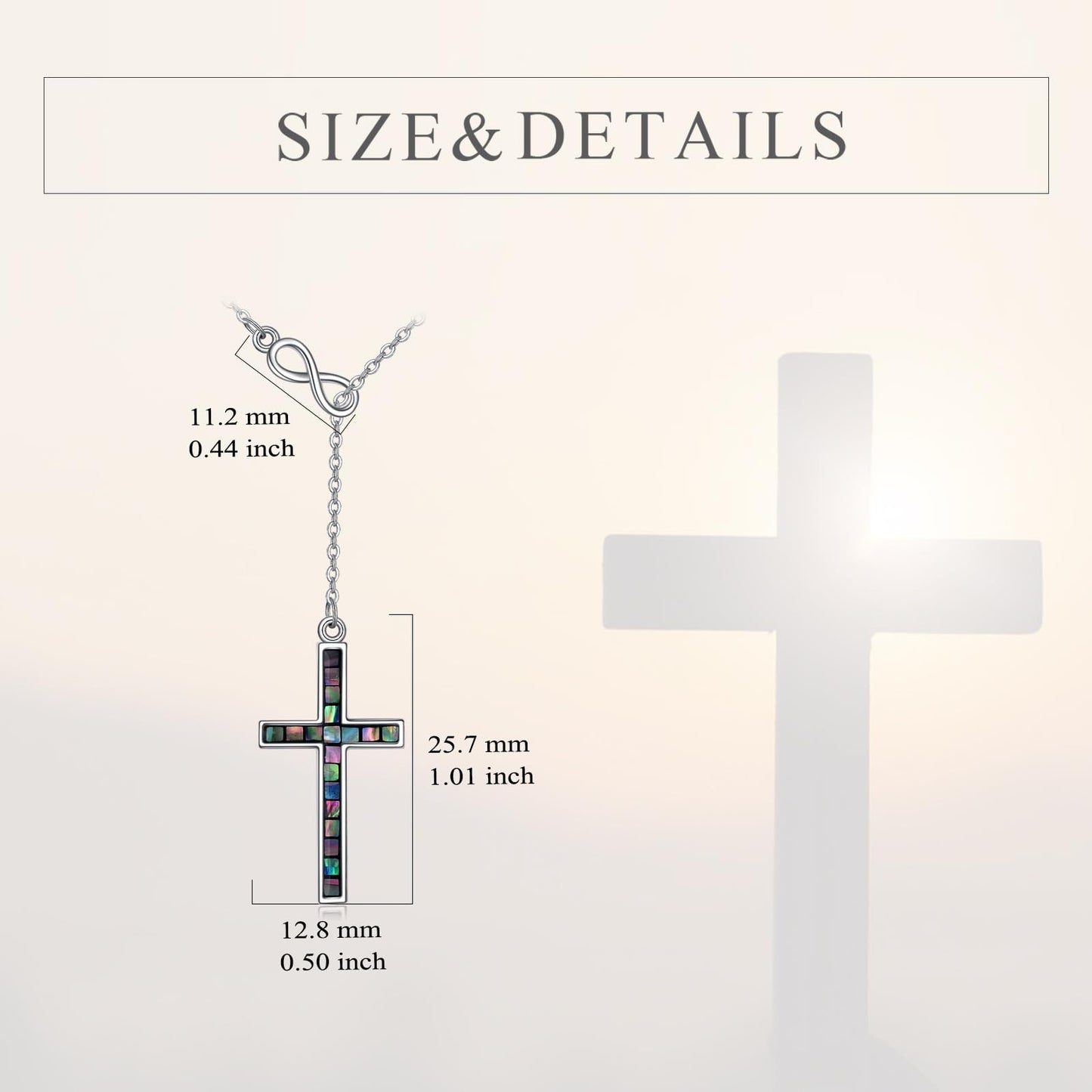 YFN Cross Necklace Sterling Silver Infinity Cross Pendant Lariat Y Jewelry Religious Gifts for Women Men