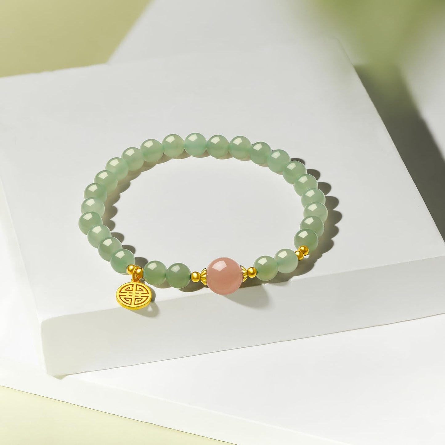 ZHOU LIU FU Sterling Silver Beaded Bracelet Crystal Stretch Bracelets Natural Jasper Beads Bangle Healing Sunstone Charm Adjustable Elastic Cuff Protection Jewelry Stackable Good Luck Gifts for Women J1911622