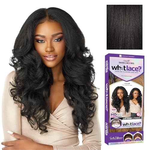 Sensationnel What Lace 13X6 Wigs - Latisha Lacefrontal Hand Tied Glueless Synthetic With Natural Density Preplucked Hairline (Off Black 1B)