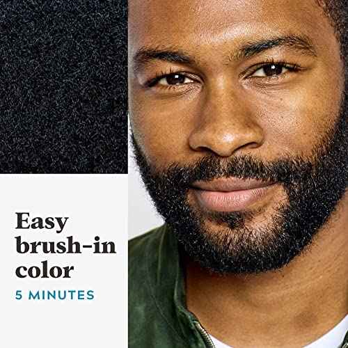 Just For Men Mustache & Beard, Beard Coloring for Gray Hair with Brush, With Keratin Biotin Aloe and Coconut Oil for Healthy Facial Hair - Jet Black, M-60, Pack of 1 (Packaging May Vary)