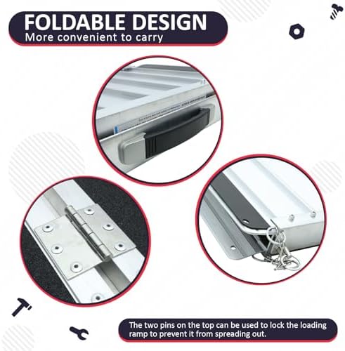 PENSUN 2FT Wheelchair Ramp, 24" L x 29" W Threshold Ramps, Non-Skid Portable Foldable Wheelchair Ramps for Steps, Lightweight with Handle, for Home, Stairs, Doorways, Curbs / 600lbs Capacity (2FT)