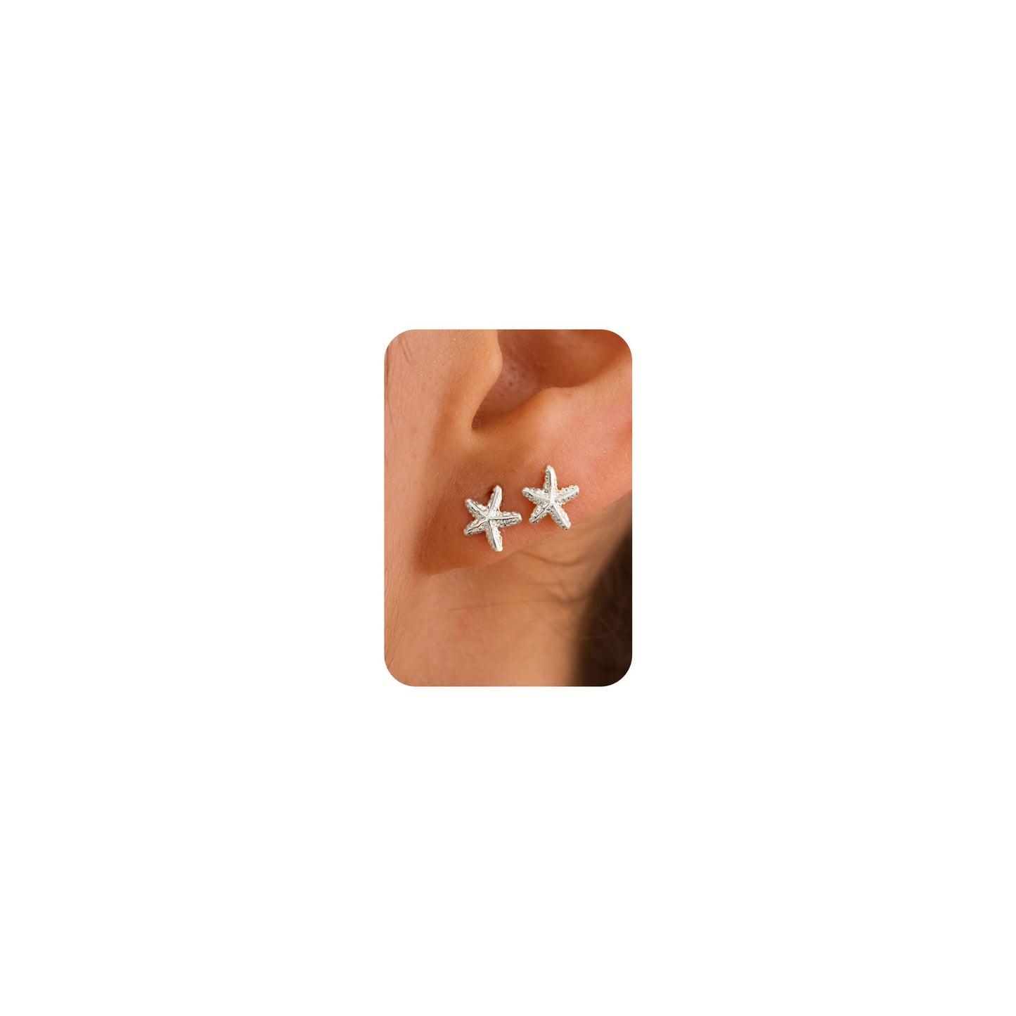 Plenky Gold Earrings for Women - 2 Pairs 14K Silver Plated Small Starfish Stud Earrings Set Beachy Jewelry for Women Gifts