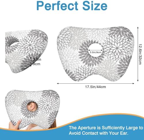 Ear Piercing Pillow for Side Sleepers Pillows with Holes for Ear Pain,Donut Pillow for Ear Side Sleeping Pillow for Adults CNH Ear Pain Relief Pressure Sores Ear Pillow with Hole in Center