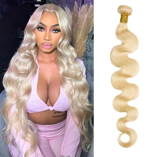 613 Bundles Human Hair Body Wave Single Bundle 32 Inch Blonde Human Hair Bundles 12A Grade 100% Unprocessed Brazilian Virgin Hair Weave Body Wave 100G Machine Double Weft