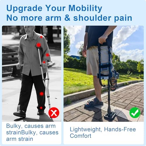 Hands Free Crutch with Safety Kneepad, Peg Leg Crutch Alternative for Adults, Comfortable Knee Crutches for Foot, Ankle, and Lower Leg Injuries- Suitable for Both Left and Right Feet