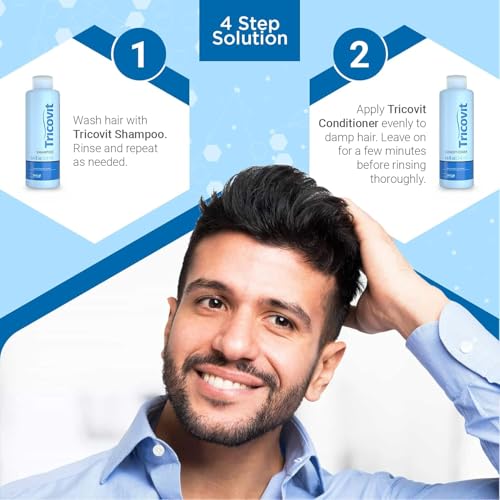 Tricovit Tablets and Forte Hair Lotion Serum Set - With Androgen and DHT Blockers For Thinning Hair - Promotes Stronger, Thicker Hair For Men and Women - 10 Ampoules