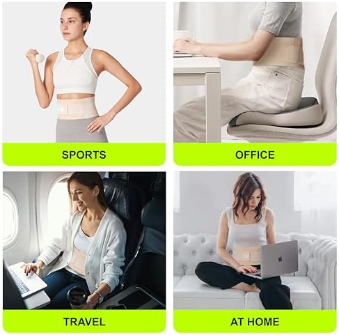 Ultra Thin Back Brace for Lower Back, Breathable Lightweight Back Brace for Women & Men, Adjustable Back Support Brace for Lower Back Pain Relief, Sciatica, Scoliosis, Herniated Disc (Beige, Small)