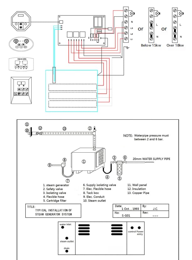 220V Steam Shower Generator, 9KW Steam Shower Kit with Digital Control, Steam Generator for Sauna, Home Steam Bath Machine, Spa Generator for Bathroom, Steam Sauna for Heating 8.5 m³ (300 ft3)