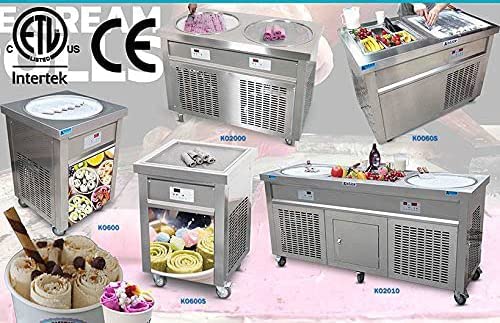 Kolice commercial ETL US Franchise 22" Single Round Pan Fry Ice Cream Machine, Stir-Fried Ice Cream Rolled Machine-Auto Defrost, Smart AI Temperature Control