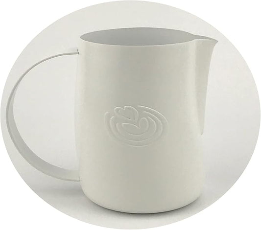 Barista Swag Curved Body Coffee Milk Frothing Cup for Espresso Machines Latte Art 500ml Steaming Pitchers (Teflon White)