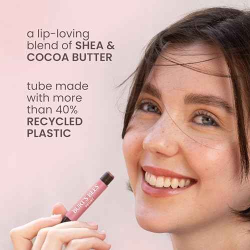 Burt's Bees Shimmer Lip Tint Stocking Stuffers Set, Tinted Lip Balm, Moisturizing for All Day Hydration with Natural Glowy Pigmented Finish & Buildable Color, Kissable Color, Warm Collection (3-Pack)